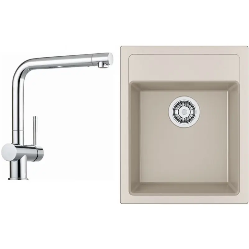 Super-Preis Franke SET T50 Tectonit Spüle 610-40 Kaffee + Armatur Samoa chrom