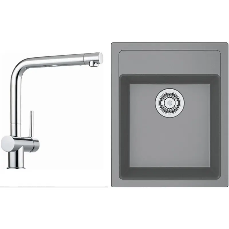 Knallerangebot Franke SET T50 Tectonit Spüle SID 610-40 grau + Armatur Samoa chrom