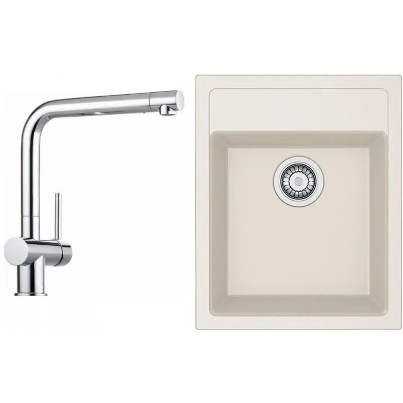 Franke SET T50 Tectonit Spüle SID 610-40 creme + Armatur Samoa chrom Must-Have