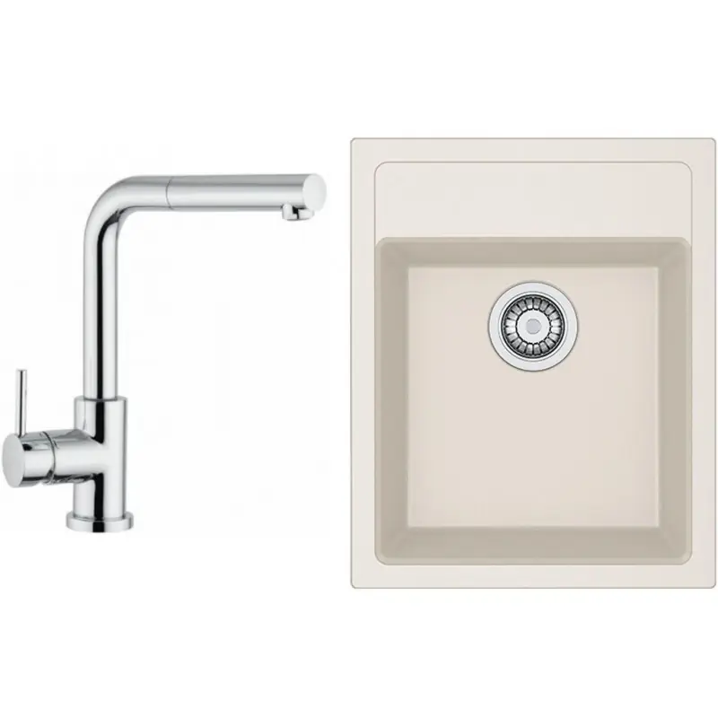 Solange Der Vorrat Reicht Franke SET T51 Tectonit Spüle SID 610-40 creme +Armatur FN 0147.031 chrom