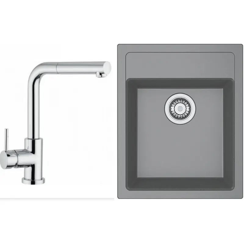 Bestseller Franke SET T51 Tectonit Spüle SID 610-40 grau + Armatur FN 0147.031 chrom