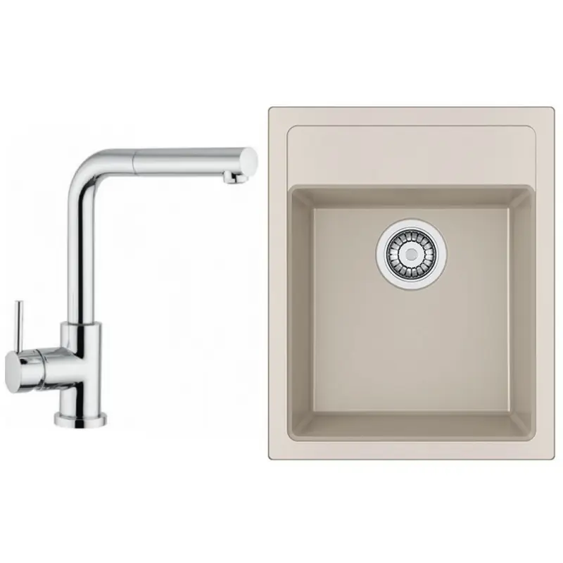 Heißes Angebot Franke SET T51 Tectonit Spüle SID 610-40 Kaffee + Armatur FN 0147.031 chrom