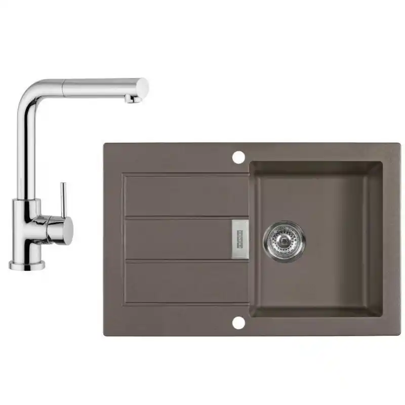 Must-Have Franke SET T2 Tectonit Spüle SID 611-78 vulcan + Armatur FN 0147.031 chrom, 114.0508.063