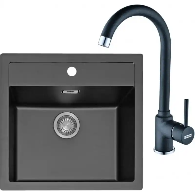 Franke SET T25 Tectonit Spüle SID 610 schwarz + Armatur FP 9000 onyx 114.0366.029 Top-Seller