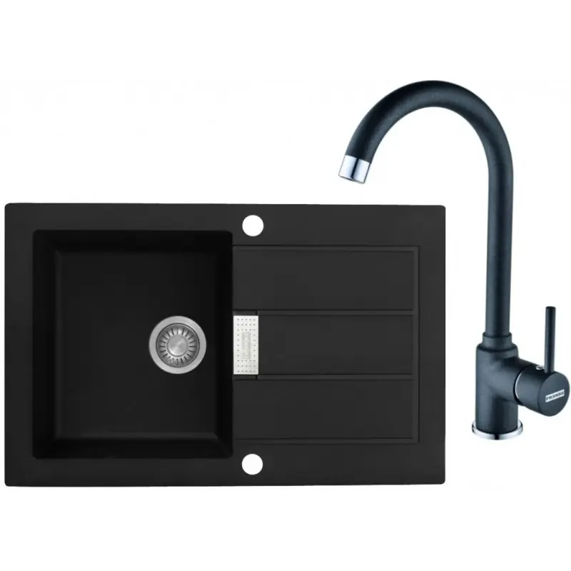 Heißes Angebot Franke SET T26 SID 611-78 schwarz + Armatur FP 9900 schwarz 114.0366.030