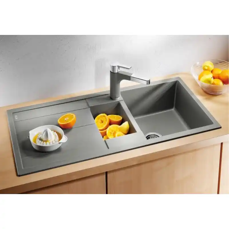 Neu Im Sortiment BLANCO METRA 6 S Spülbecken mit exzenter und Becken felsgrau 518877 - Loch vorhanden