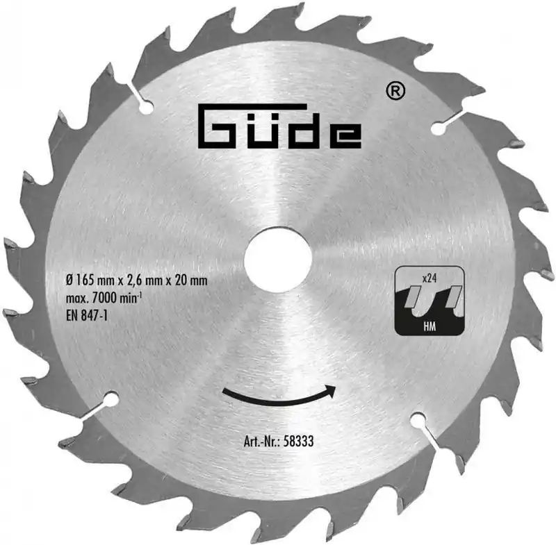 Must-Have GÜDE Holzsägeblatt HM 165 x 20 x 1,5 - 24z 58333