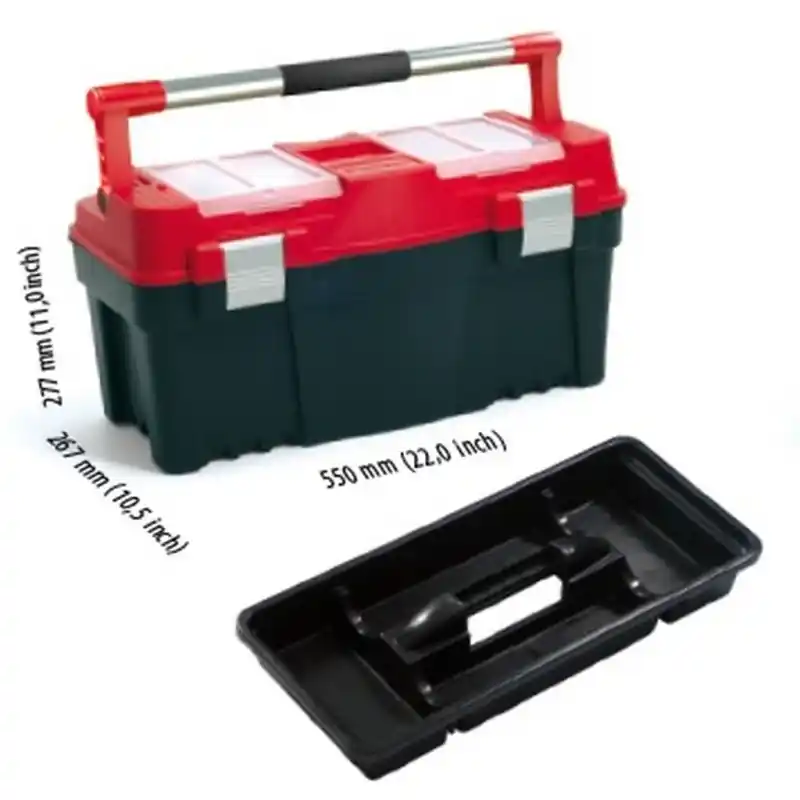 Expressversand PROSPERPLAST PRACTIC Werkzeugkoffer aus Kunststoff rot, 550 x 267 x 277 mm N22APFI