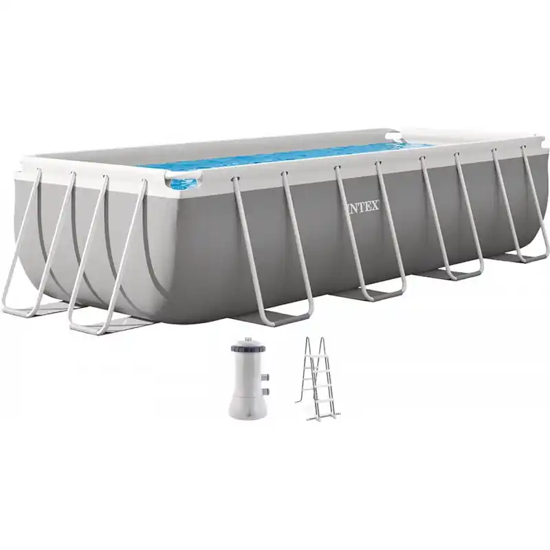 Must-Have INTEX PRISM FRAME Rechteckpool 400 × 200 × 100 cm mit Kartuschenfilteranlage 12V 26788GN