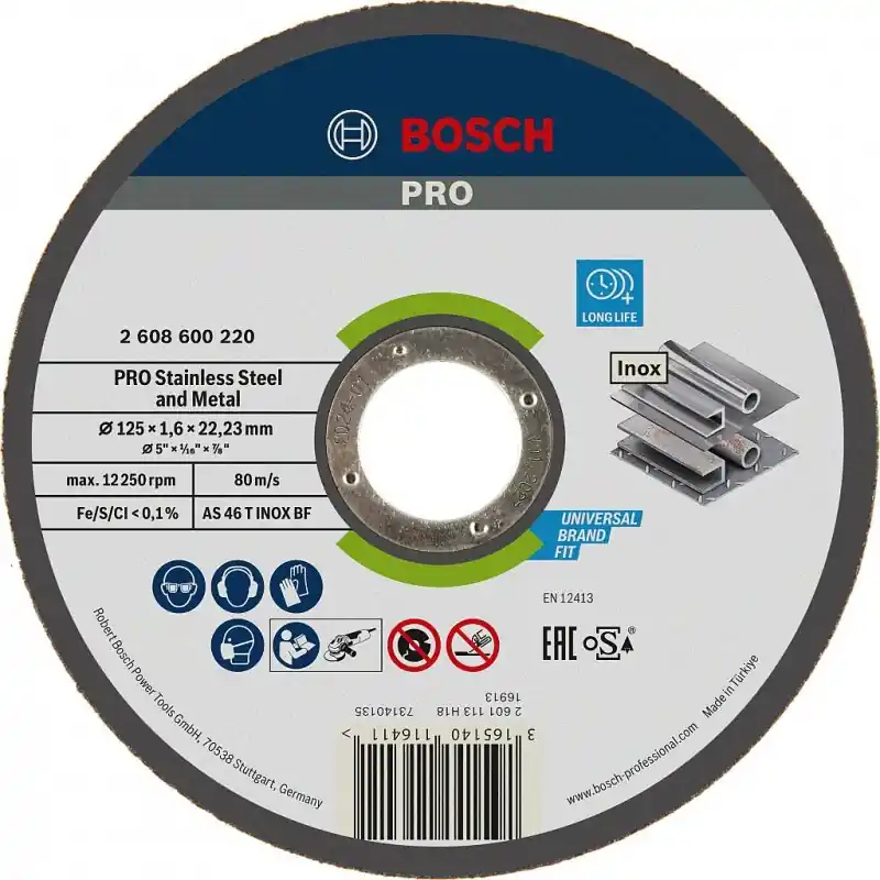 Neuheit BOSCH PRO Stainless Steel and Metal Trennscheibe, 125 x 1.6 x 22.23 mm, gerade 2608600220