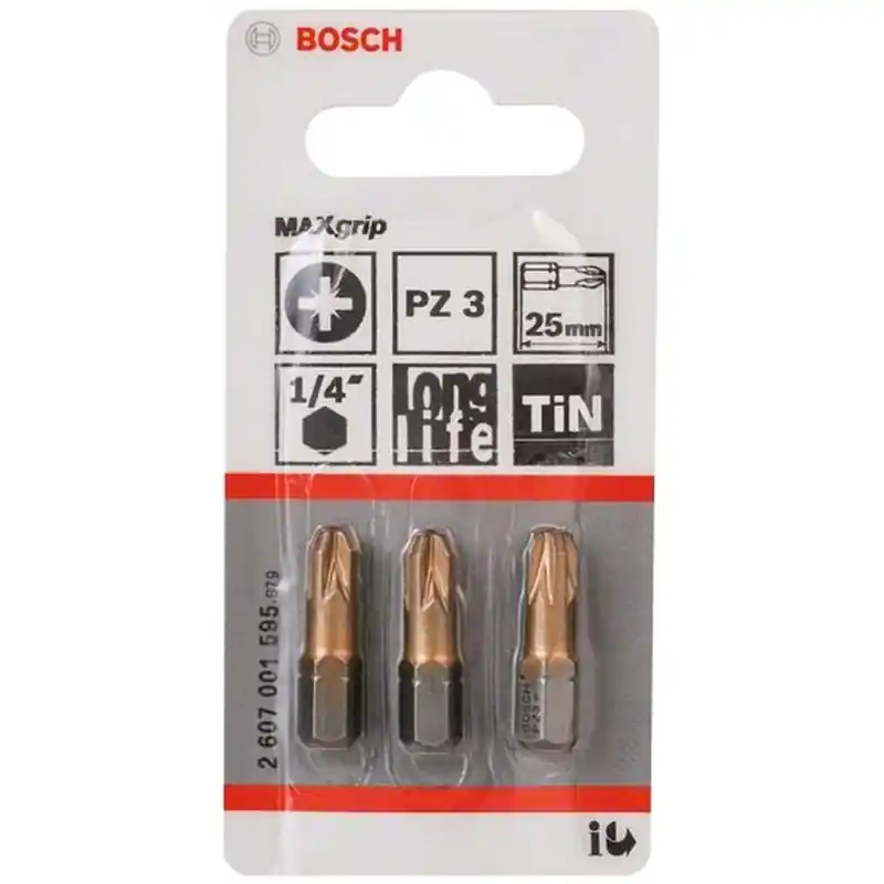 Top-Preis BOSCH Schrauberbit Max Grip, PZ 3, 25 mm, 3er-Pack 2607001595