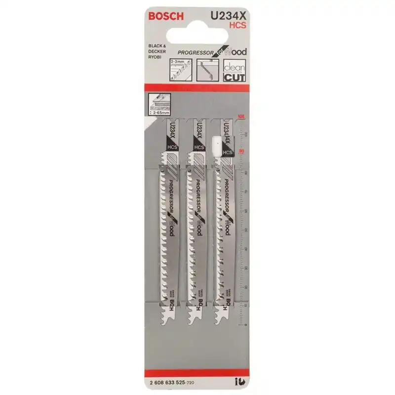 BOSCH Accessories Stichsägeblatt U 234 X, Progressor for Wood 2608633525 3St. Neu Im Sortiment