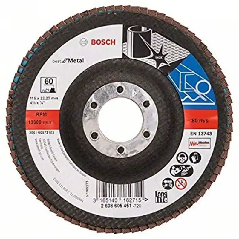 Top-Preis BOSCH Fächerschleifscheibe X571, Best for Metal, gewinkelt, 115 mm, 22,23 mm 2608605451