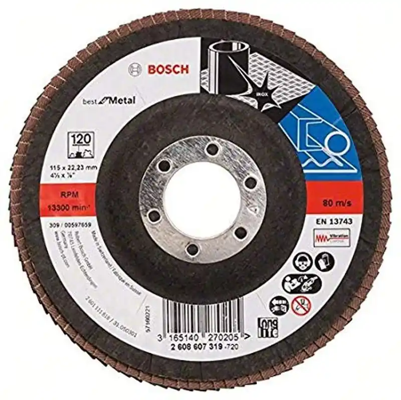 BOSCH Fächerschleifscheibe X571, Best for Metal, gewinkelt, 115 mm, 22,23 mm 2608607319 Sonderaktion