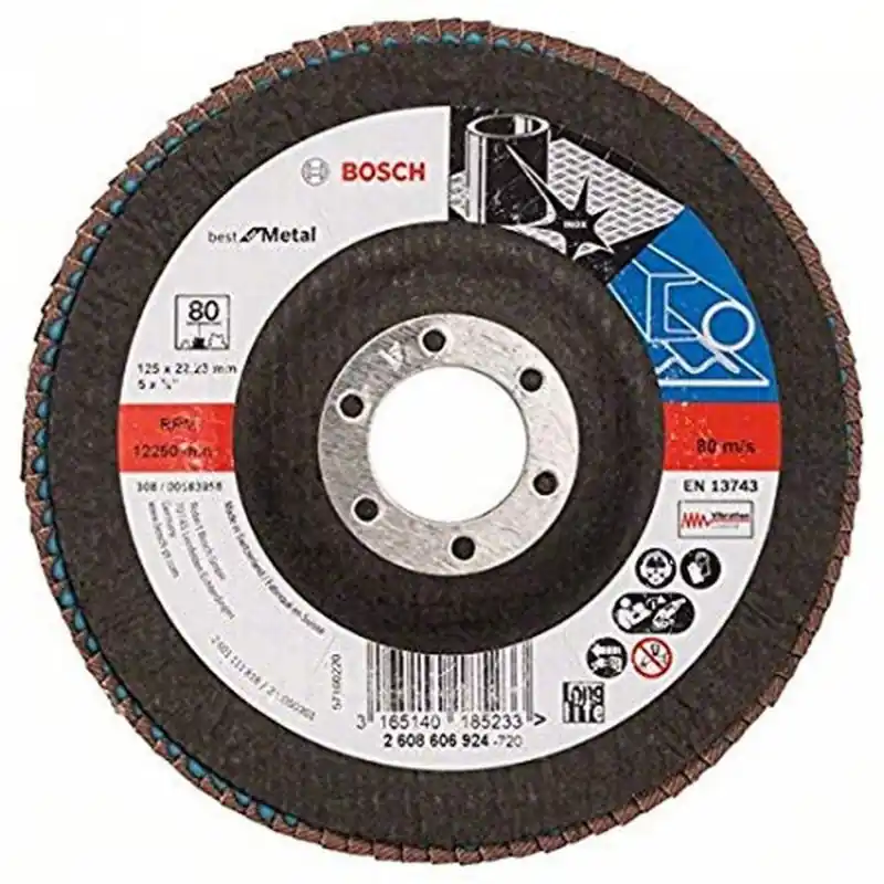 Expressversand BOSCH Fächerschleifscheibe X571, Best for Metal, gewinkelt, 125 mm, 22,23 mm 2608606924