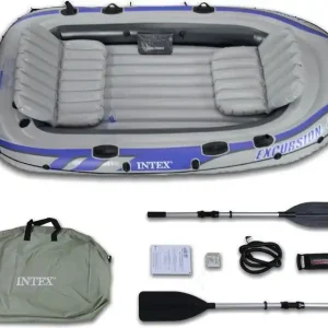 Zertifiziert INTEX Schlauchboot Excursion 4 Ruderboot Angelboot + Pumpe Paddel 68324