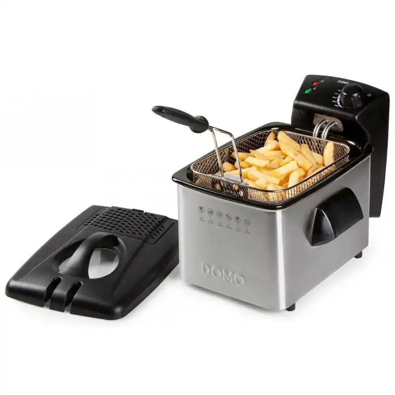 DOMO Elektro-Fritteuse Edelstahl (3L / 2200W) DO464FR Neu Im Sortiment