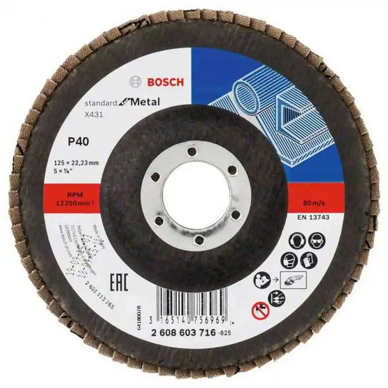 BOSCH Fächerschleifscheibe X431, Standard for Metal, 125 mm, 22,23 mm, 40 2608603716 Ausverkauf