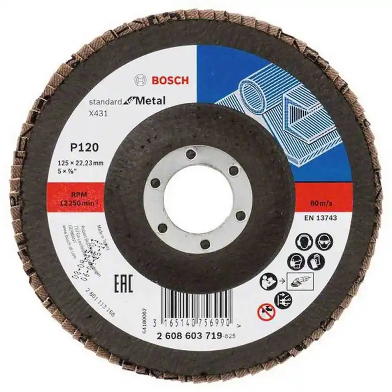 Super-Preis BOSCH Fächerschleifscheibe X431, Standard for Metal, 125 mm, 22,23 mm, 120 2608603719