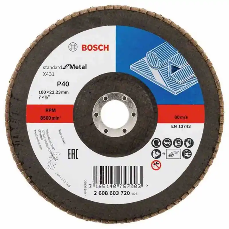 Preis Gesenkt BOSCH Fächerschleifscheibe X431, Standard for Metal, 180 mm, 22,23 mm, 40 2608603720