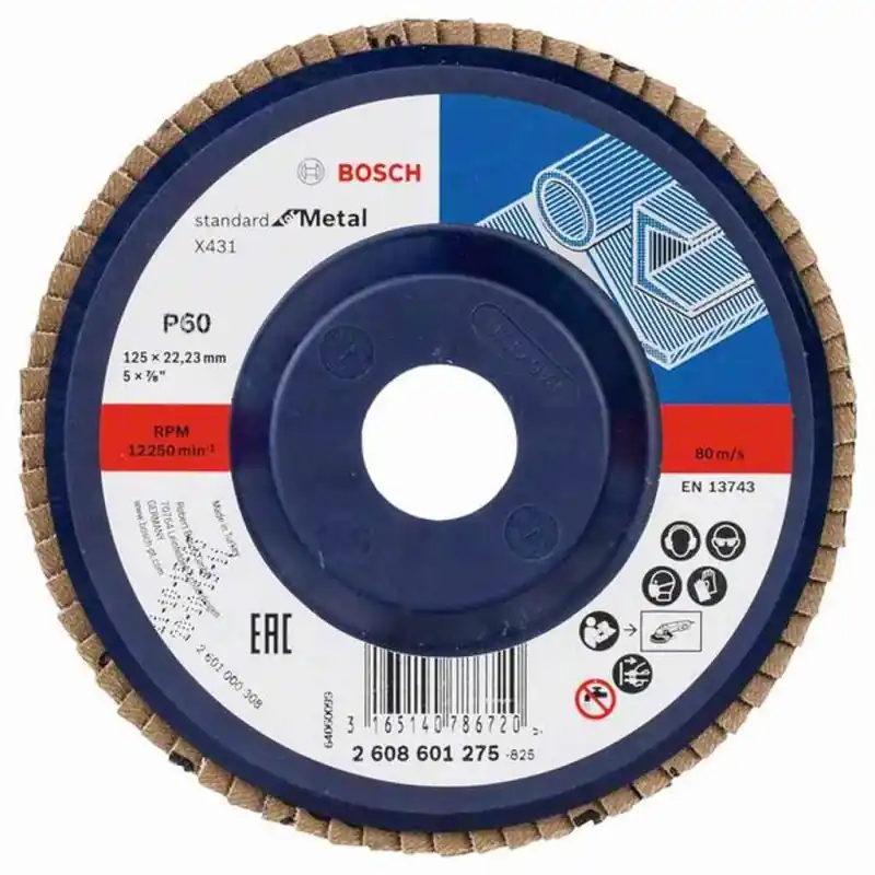 Neue Kollektion BOSCH Fächerschleifscheibe X431, Standard for Metal, 125 mm, 22,23 mm, 60 2608601275