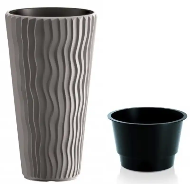 Prosperplast SANDY SLIM Blumentopf 29,7cm, 12l, stein grau DPSP300-405U Schneller Versand
