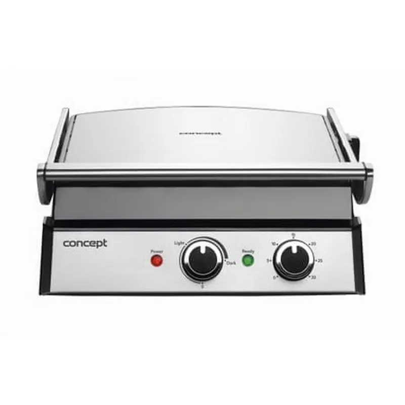 Finale Aktion CONCEPT Hausgeräte GE2010 Elektrischer BBQ Kontaktgrill, 3 in 1, 2000 W, Silber
