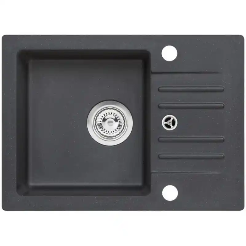 Sofort Bestellen ALVEUS CORTINA 40 Granitspüle, 580 x 420 mm, Siphon + Hahnlochstopfen, schwarz 1653091