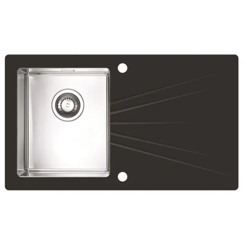 ALVEUS KARAT 10 Küchenspüle Edelstahl/Glas, 860 x 500 mm, links, schwarz 1102770 Saisonangebot