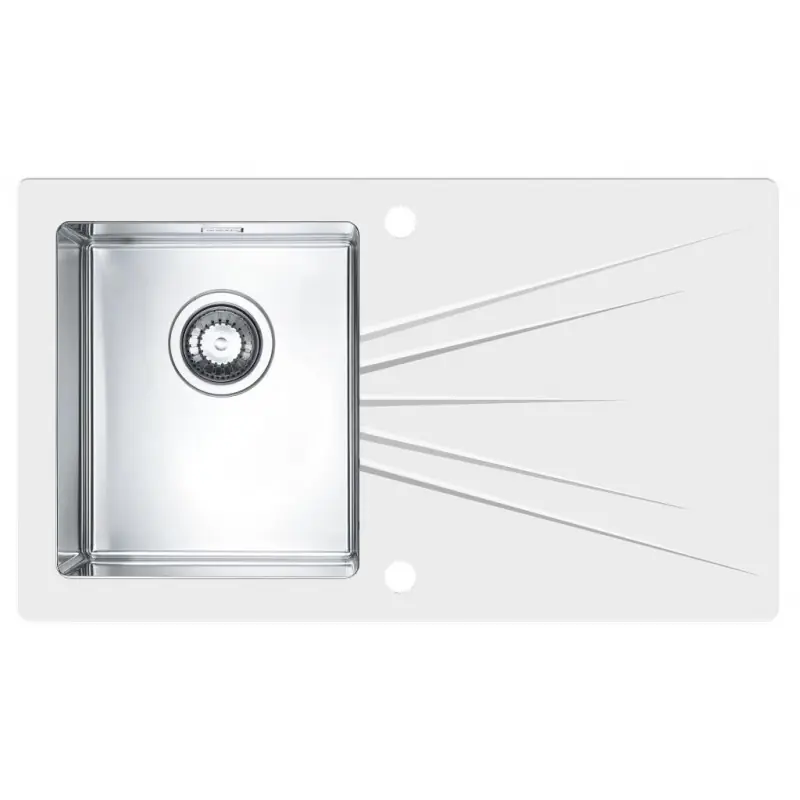 ALVEUS KARAT 10 Küchenspüle Edelstahl/Glas, 860 x 500 mm, links, weiß 1102771 Mega-Angebot