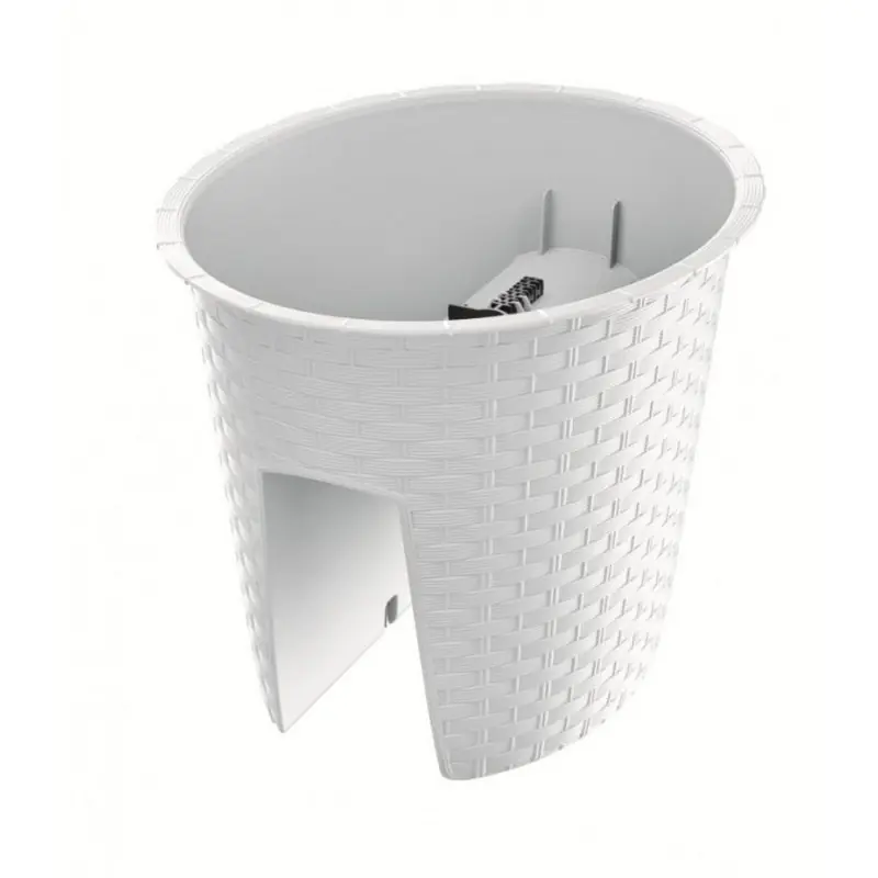 Blumentopf Rattan 30cm Geländertopf Balkontopf Balkonkasten RATOLLA, 6l weiß DRLB300 Günstig