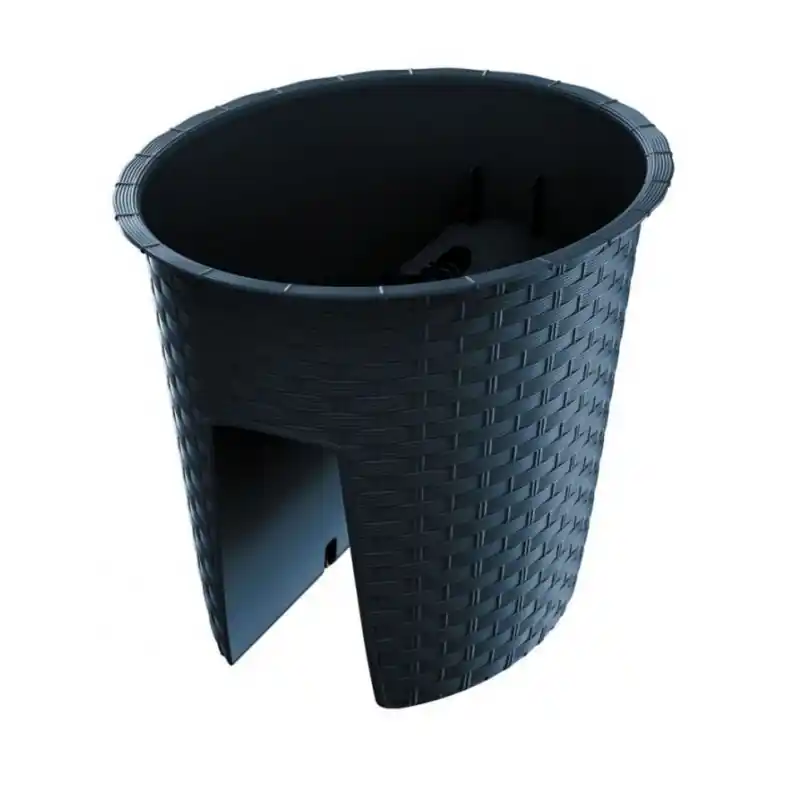 Blumentopf Rattan 30cm Geländertopf Balkontopf Balkonkasten RATOLLA 6l, anthrazit DRLB300 Zertifiziert