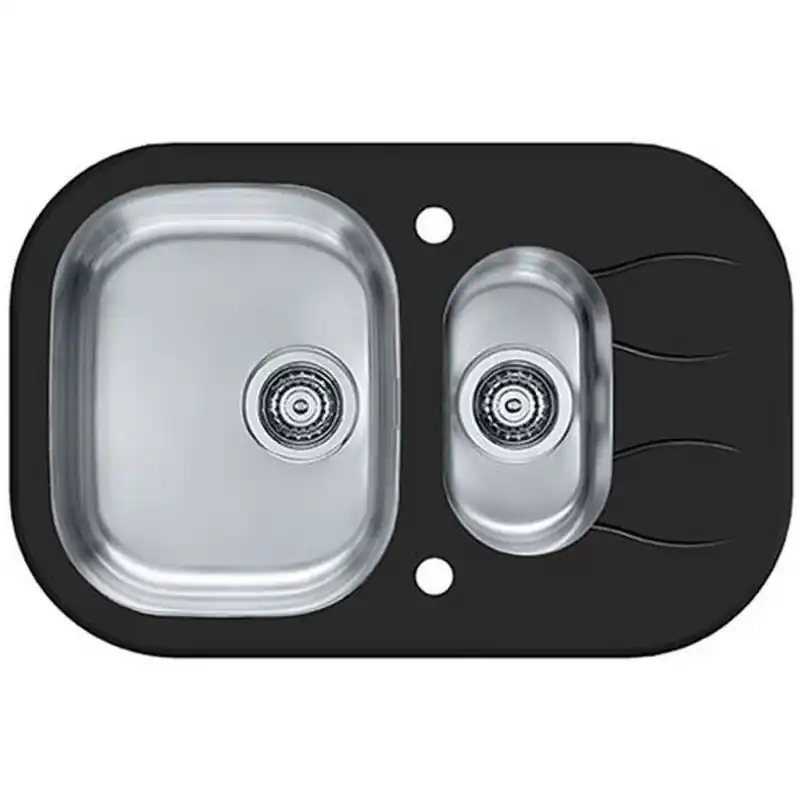 Preis Gesenkt ALVEUS WAVE 30 Küchenspüle Edelstahl/Glas, 760 x 500 mm, schwarz 1102730