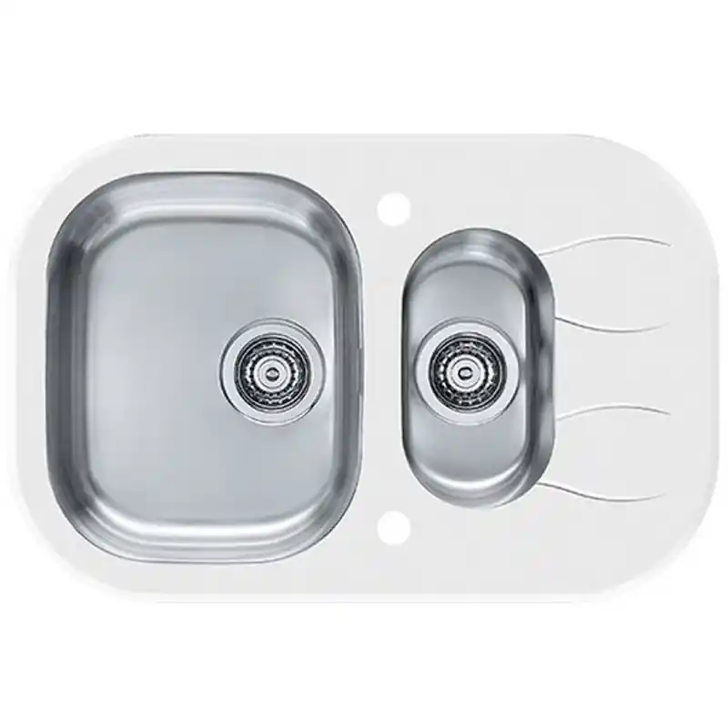 Super-Preis ALVEUS WAVE 30 Küchenspüle Edelstahl/Glas, 760 x 500 mm, weiß 1102741