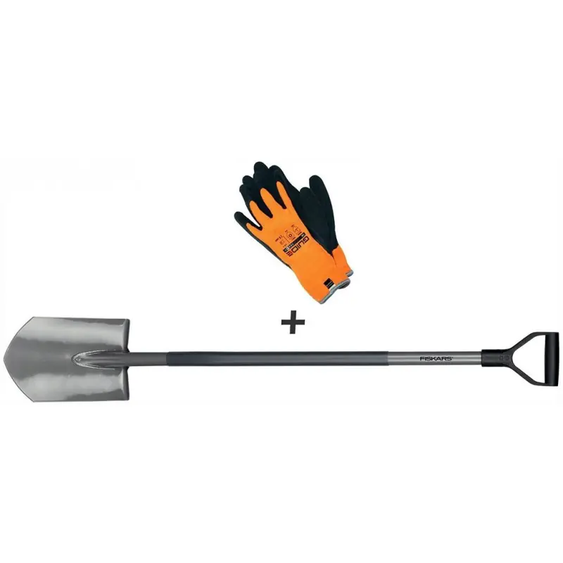 Garantierte Lieferung Fiskars Set Gartenspaten spitz Ergonomic + Arbeitshandschuhe 1003460