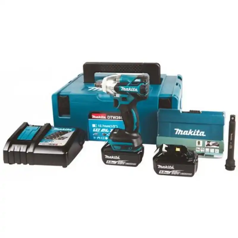 Saisonangebot Makita DTW285RTJX Akku Schlagschrauber Li-ion (2x18V/5,0Ah) + Zubehör, Makpac Gr2