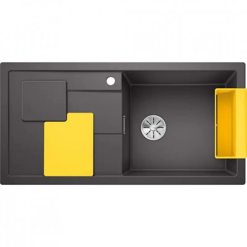Heißes Angebot BLANCO SITY XL 6 S Einbauspüle Siligranit InFino felsgrau mit Zubehör in lemon 525053