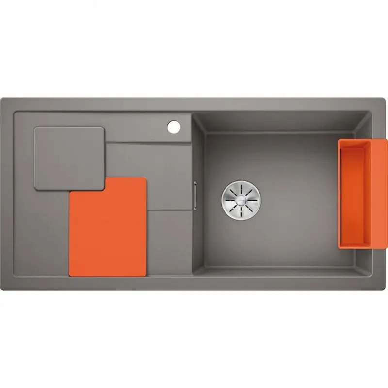 BLANCO SITY XL 6 S Einbauspüle Siligranit InFino alumetallic Zubehör in orange 525058 Bestpreis