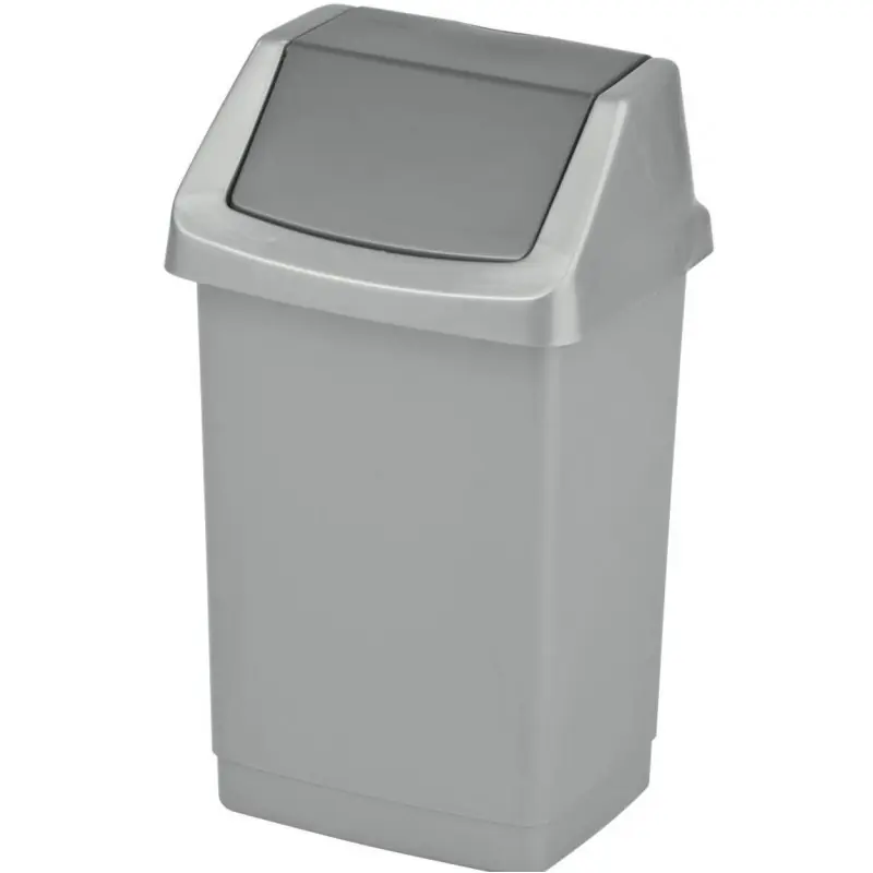 CURVER CLICK IT 9L Abfallbehälter 22,9 x 18,9 x 38,1 cm silber/antrazit 04042-877 Preisknaller