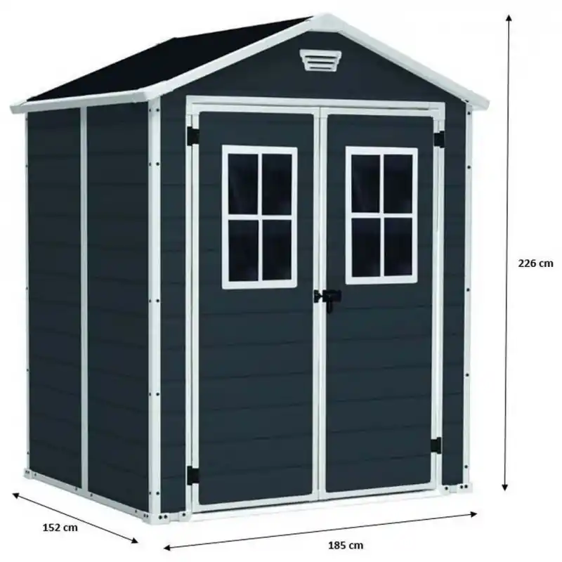 Bestpreis KETER MANOR 6 x 5 DD Gartenhaus mit Fenstern, 185 x 152 x 226 cm 17197128