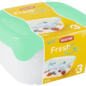 Echt CURVER SET FRESH GO 3x08L Frischhaltedosen transparent/Mint 08559-X51