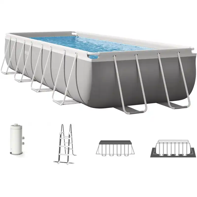 INTEX PRISM FRAME Rechteckpool 488 × 244 × 107 cm mit Filteranlage 220–240V 26792NP Beliebt