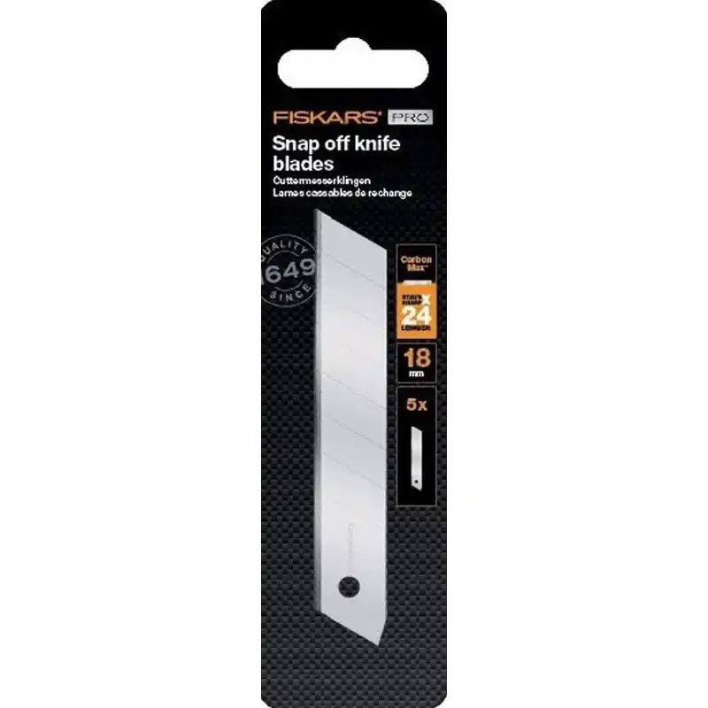 Fiskars CarbonMax Abbrechklingen 18 mm, 5 Stück 1027232 Highlight