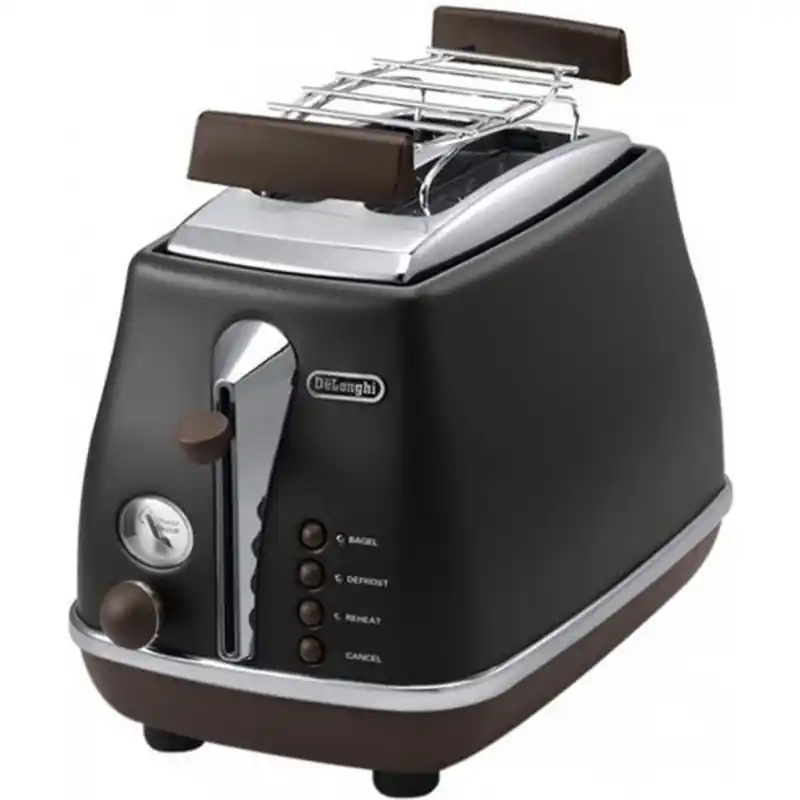 DeLonghi CTOV2103.BK Icona Vintage 2-Scheiben Toaster Schwarz Sichere Zahlung