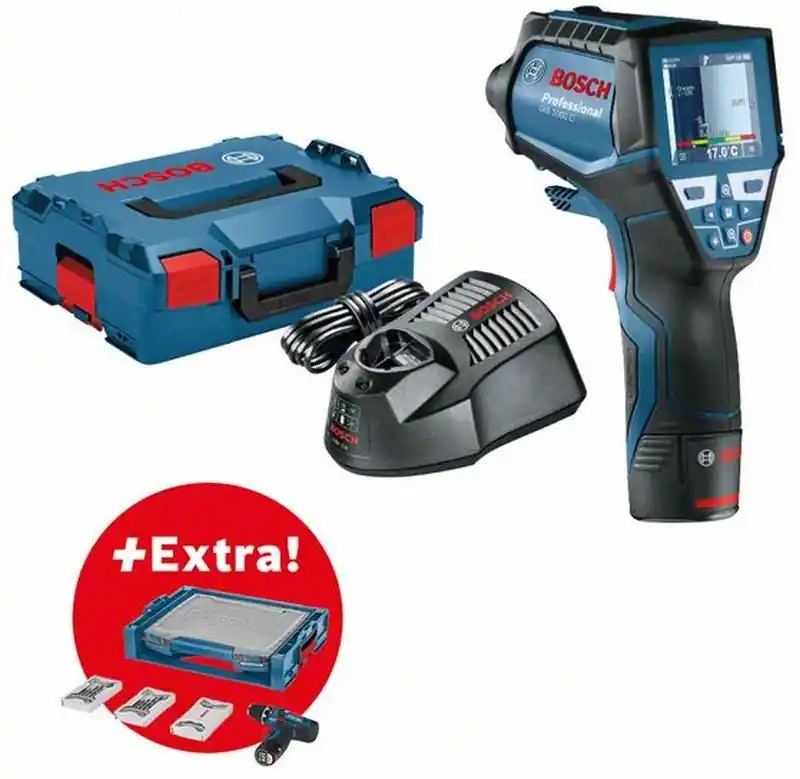 BOSCH GIS 1000 C Thermodetektor + GSR 12V-15 Akku-Schrauber + Zubehör in BOXX Aktuell