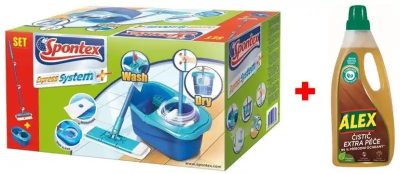 Spontex Express System Plus Bodenwischer Set + Alex Cleaner Extra Care 97050360 Heißes Angebot