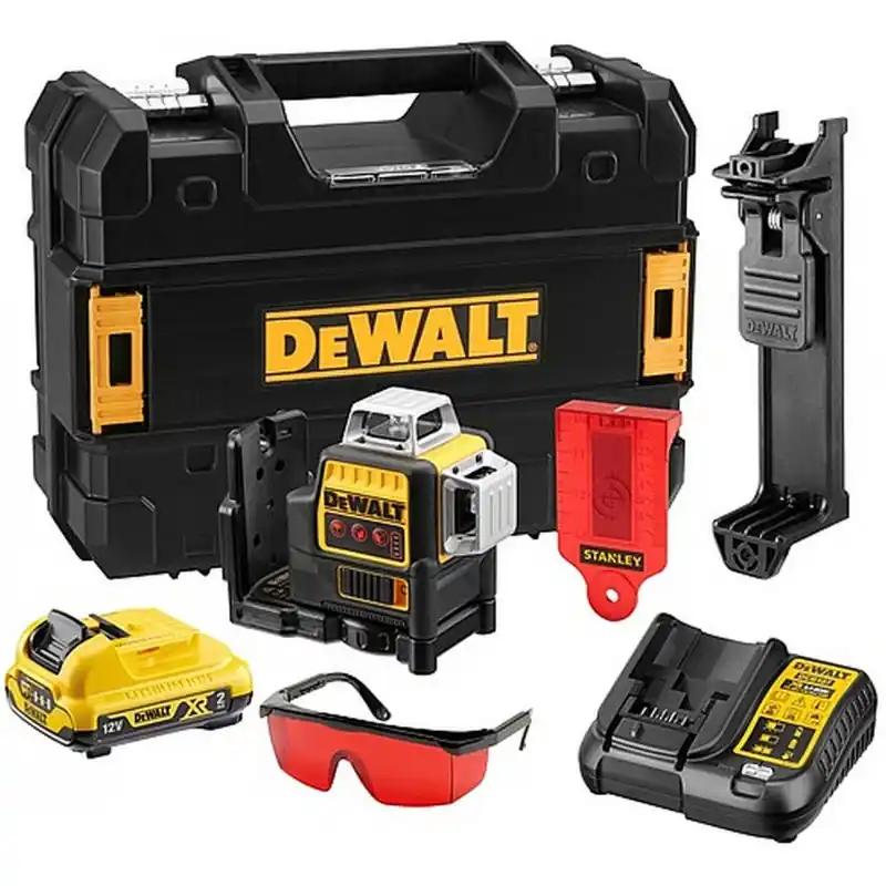 Geprüft DeWALT DCE089D1R-QW Multilinienlaser 3x360°, rot (10,8V/1x2,0Ah/30/60m)