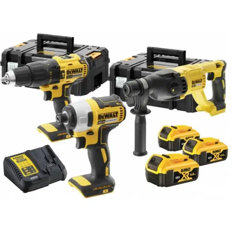 DeWALT Akku-Kombi-Werkzeugsatz 18 V 3 x 4,0 Ah Li-Ion XR mit Koffern, DCK369M3T Billig