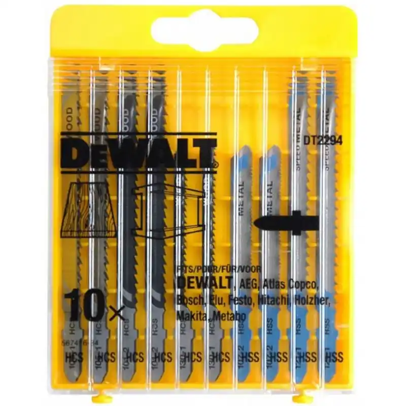DeWALT DT2294-QZ Set mit 10 Stichsägeblätter für Holz und Metall Markenware