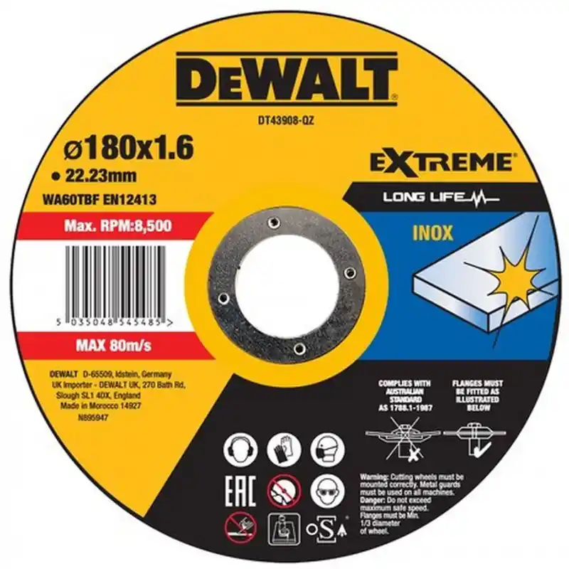 DeWALT DT43908-QZ Trennscheibe Edelstahl flach 180 x 1,6 mm Sofort Bestellen